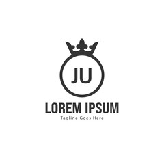 Initial JU logo template with modern frame. Minimalist JU letter logo vector illustration