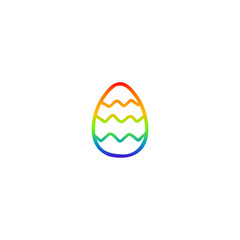 rainbow gradient line drawing cartoon painted easter egg