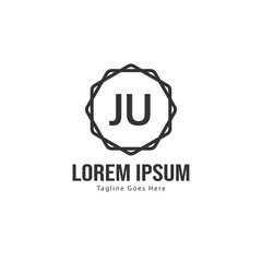 Initial JU logo template with modern frame. Minimalist JU letter logo vector illustration