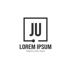 Initial JU logo template with modern frame. Minimalist JU letter logo vector illustration