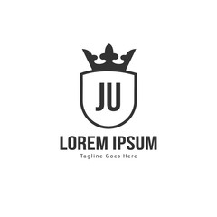 Initial JU logo template with modern frame. Minimalist JU letter logo vector illustration