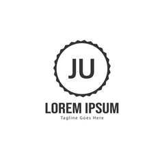 Initial JU logo template with modern frame. Minimalist JU letter logo vector illustration