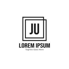 Initial JU logo template with modern frame. Minimalist JU letter logo vector illustration