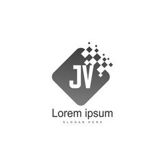 Initial JV logo template with modern frame. Minimalist JV letter logo vector illustration