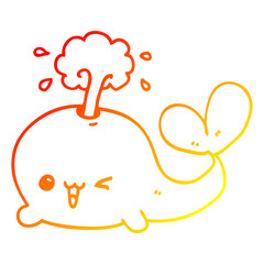 warm gradient line drawing cartoon whale