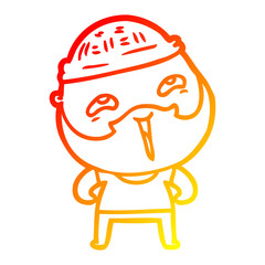 warm gradient line drawing cartoon happy bearded man