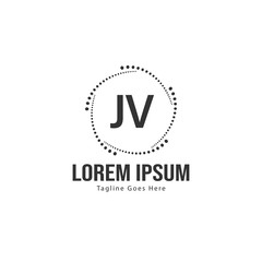 Initial JV logo template with modern frame. Minimalist JV letter logo vector illustration