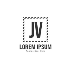 Obraz premium Initial JV logo template with modern frame. Minimalist JV letter logo vector illustration