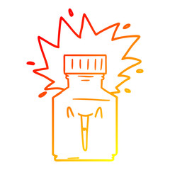 warm gradient line drawing cartoon pill jar