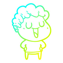 cold gradient line drawing laughing cartoon man