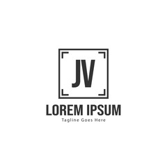 Initial JV logo template with modern frame. Minimalist JV letter logo vector illustration