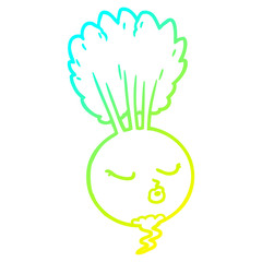 cold gradient line drawing cartoon root vegetable