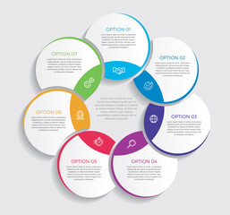 Infographic design vector and marketing icons can be used for workflow layout, diagram, annual report, web design.  Business concept with 7 options, steps or processes. - Vector 