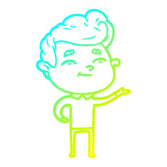 cold gradient line drawing happy cartoon man