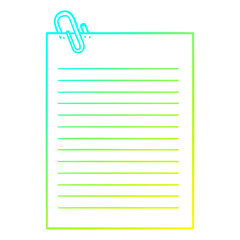 cold gradient line drawing cartoon lined paper with paperclip
