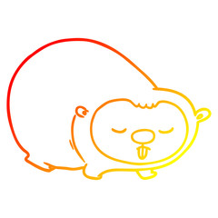 warm gradient line drawing cartoon wombat