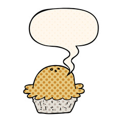 cartoon pie and speech bubble in comic book style