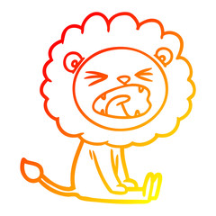 warm gradient line drawing cartoon angry lion