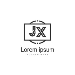 Initial JX logo template with modern frame. Minimalist JX letter logo vector illustration