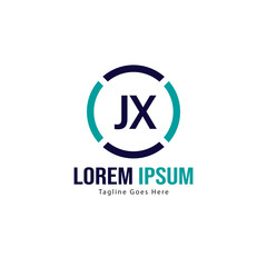 Initial JX logo template with modern frame. Minimalist JX letter logo vector illustration