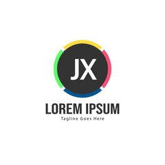 Initial JX logo template with modern frame. Minimalist JX letter logo vector illustration