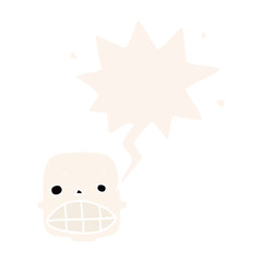 cartoon skull and speech bubble in retro style