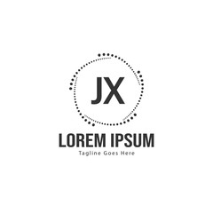 Initial JX logo template with modern frame. Minimalist JX letter logo vector illustration