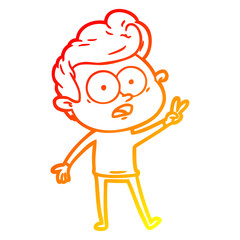 warm gradient line drawing cartoon staring man