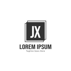Initial JX logo template with modern frame. Minimalist JX letter logo vector illustration