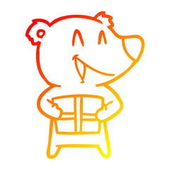 warm gradient line drawing cartppm bear with present