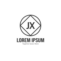 Initial JX logo template with modern frame. Minimalist JX letter logo vector illustration