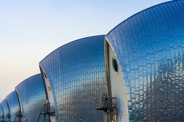 Thames Barrier, the world's second largest movable flood barrier. It protects London from...