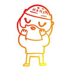 warm gradient line drawing cartoon man with beard