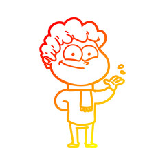 warm gradient line drawing cartoon happy man