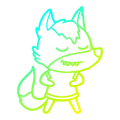 cold gradient line drawing friendly cartoon wolf girl