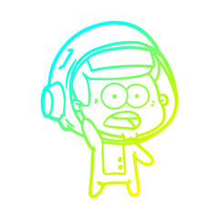 cold gradient line drawing cartoon surprised astronaut