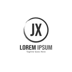 Initial JX logo template with modern frame. Minimalist JX letter logo vector illustration