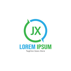 Initial JX logo template with modern frame. Minimalist JX letter logo vector illustration