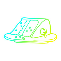 cold gradient line drawing cartoon slice of cake