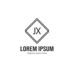 Initial JX logo template with modern frame. Minimalist JX letter logo vector illustration