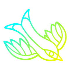 cold gradient line drawing cartoon swallow tattoo