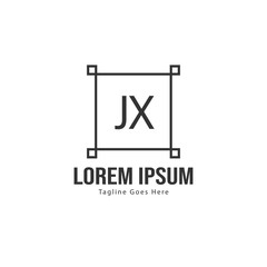 Initial JX logo template with modern frame. Minimalist JX letter logo vector illustration