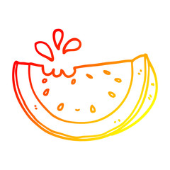 warm gradient line drawing cartoon watermelon