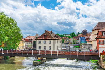 Fototapeta na wymiar Bridges over the river in Bamberg