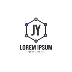 Initial JY logo template with modern frame. Minimalist JY letter logo vector illustration
