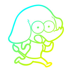 cold gradient line drawing cute cartoon elephant