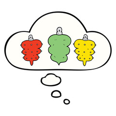 cartoon christmas decorations and thought bubble