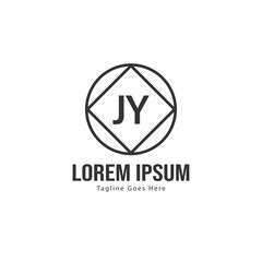 Initial JY logo template with modern frame. Minimalist JY letter logo vector illustration