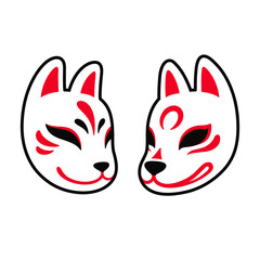 Fototapeta na wymiar Japanese Kitsune fox and wolf mask