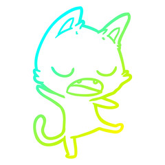 cold gradient line drawing talking cat cartoon